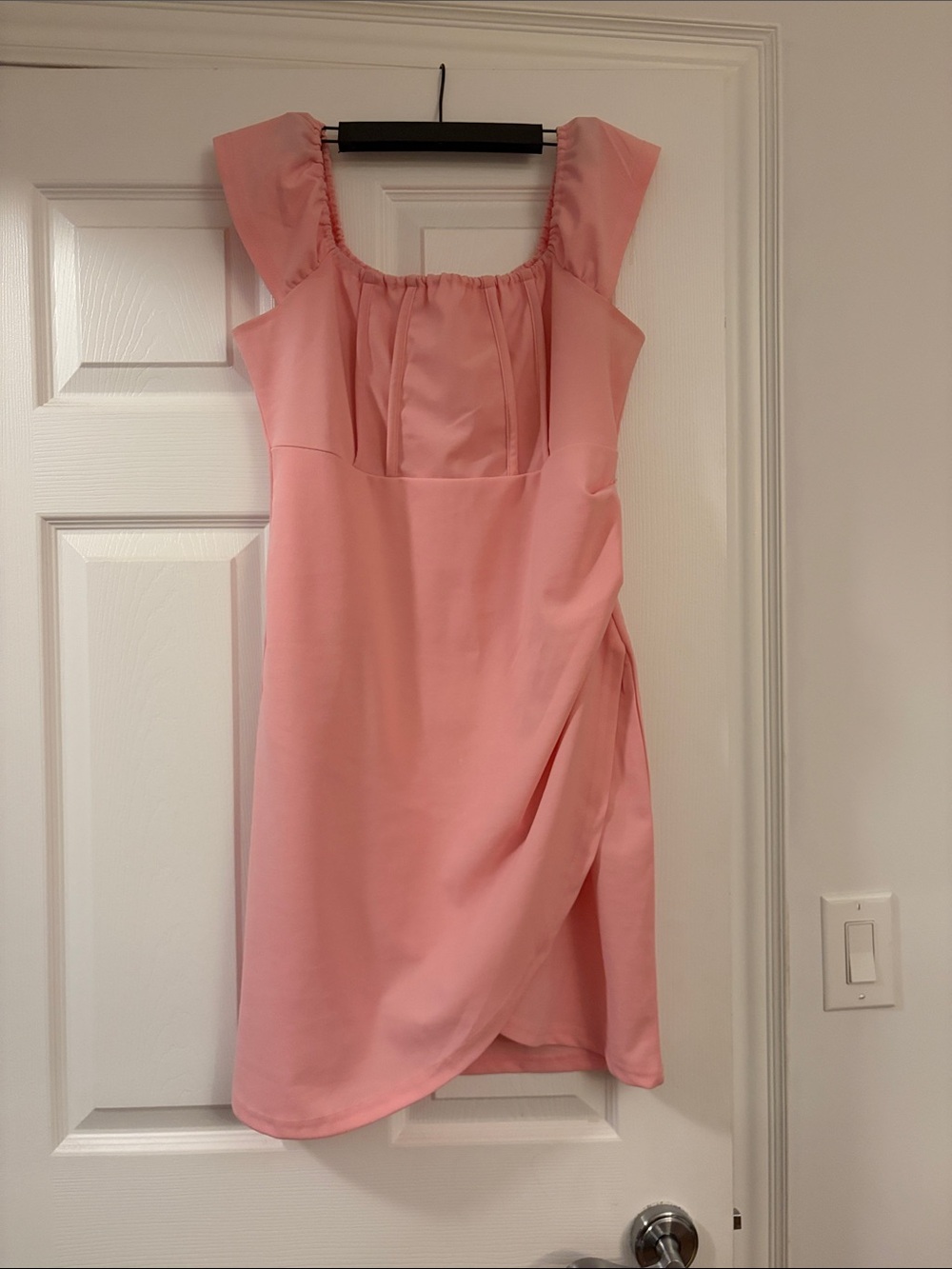Amazon Pink Square-Neck Mini Dress